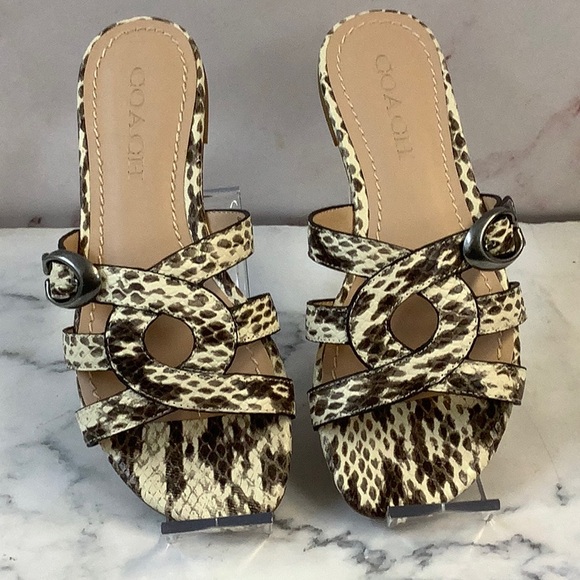 Coach Women's Tan/Black Sandals Coach Kennedy Flat Created for Macy Size 6 - Picture 1 of 5